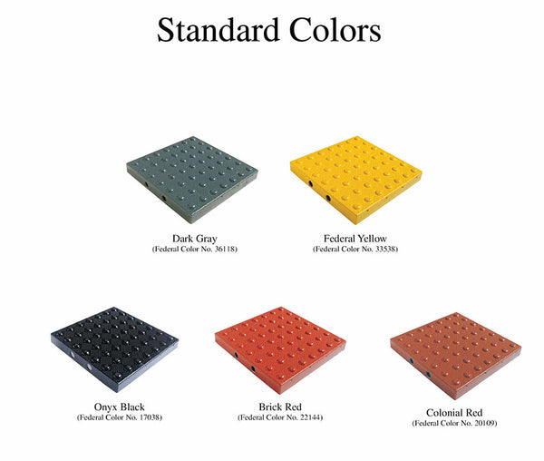 TDD-ATC-35 Truncated Domes Cast-in-Place Replaceable Tiles - 3' x 5' - color chart